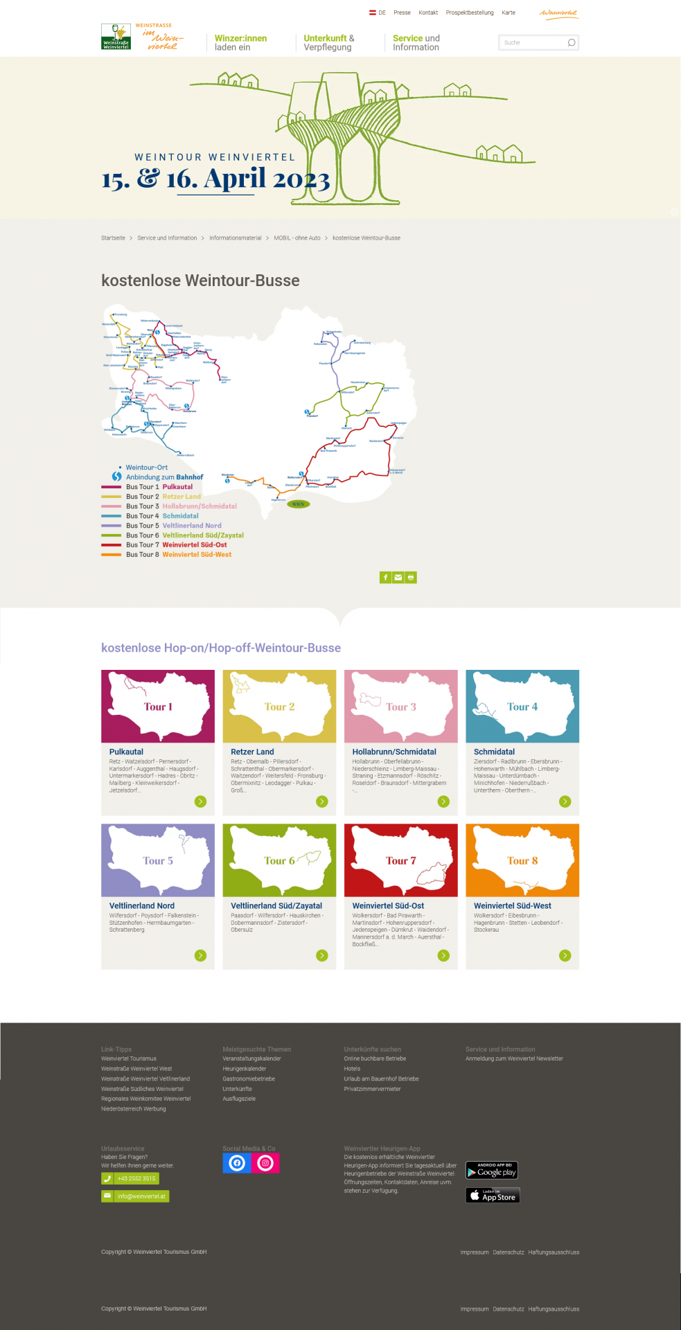 Mobilitätsangebot Weintour Weinviertel 2023