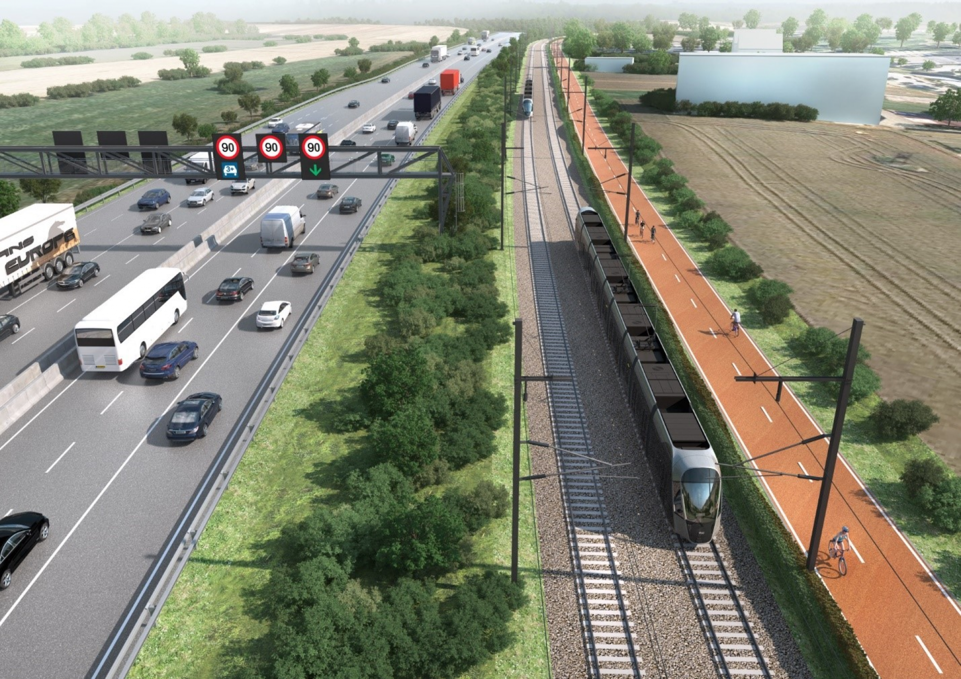 Schnelltrambahn in einem multimodalen Korridor entlang der Autobahn A4 zwischen den beiden größten Entwicklungszentren im Süden Luxemburgs (Luxemburg-Stadt – Esch/Alzette)