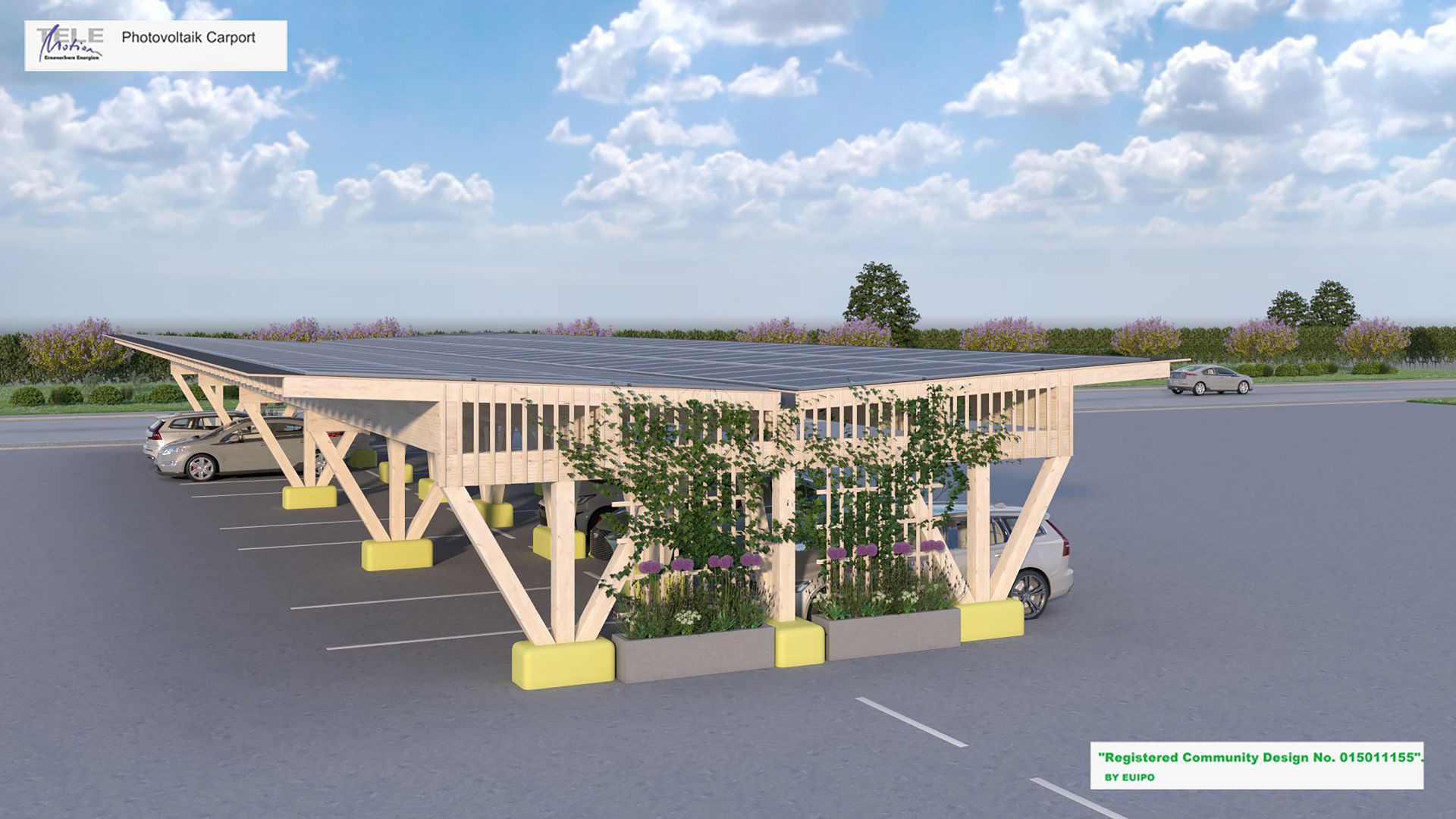 Sonnen und Wind Energie durch PV-Carports