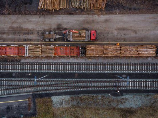 Verlagerung Holztransport vom LKW auf die Schiene