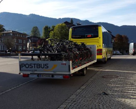 Einziger Fahrrad-Bus mit Fahrradanhänger Linie R1 im Vorarlberger Liniennetz