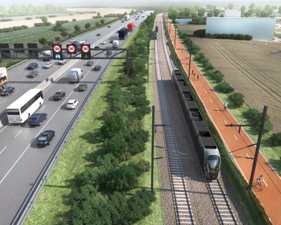 Schnelltrambahn in einem multimodalen Korridor entlang der Autobahn A4 zwischen den beiden größten Entwicklungszentren im Süden Luxemburgs (Luxemburg-Stadt – Esch/Alzette)