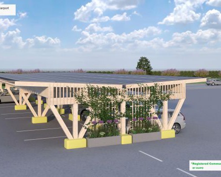 Sonnen und Wind Energie durch PV-Carports